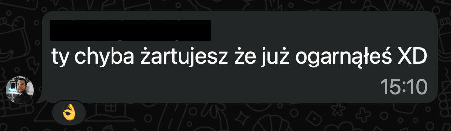 Wiadomość z opinią klienta